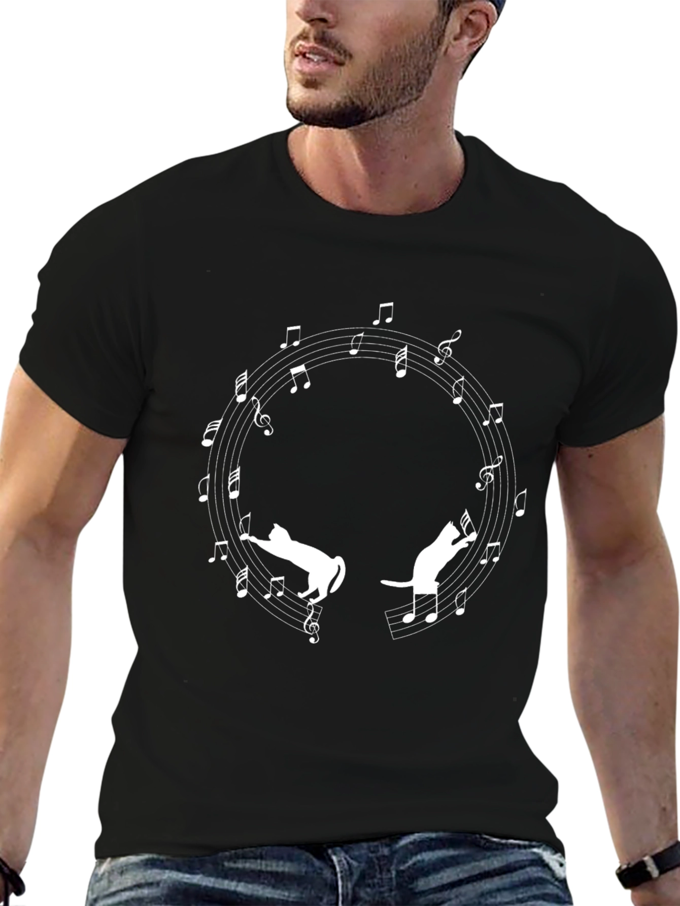 Musical Cats T-Shirt - Black Graphic Tee