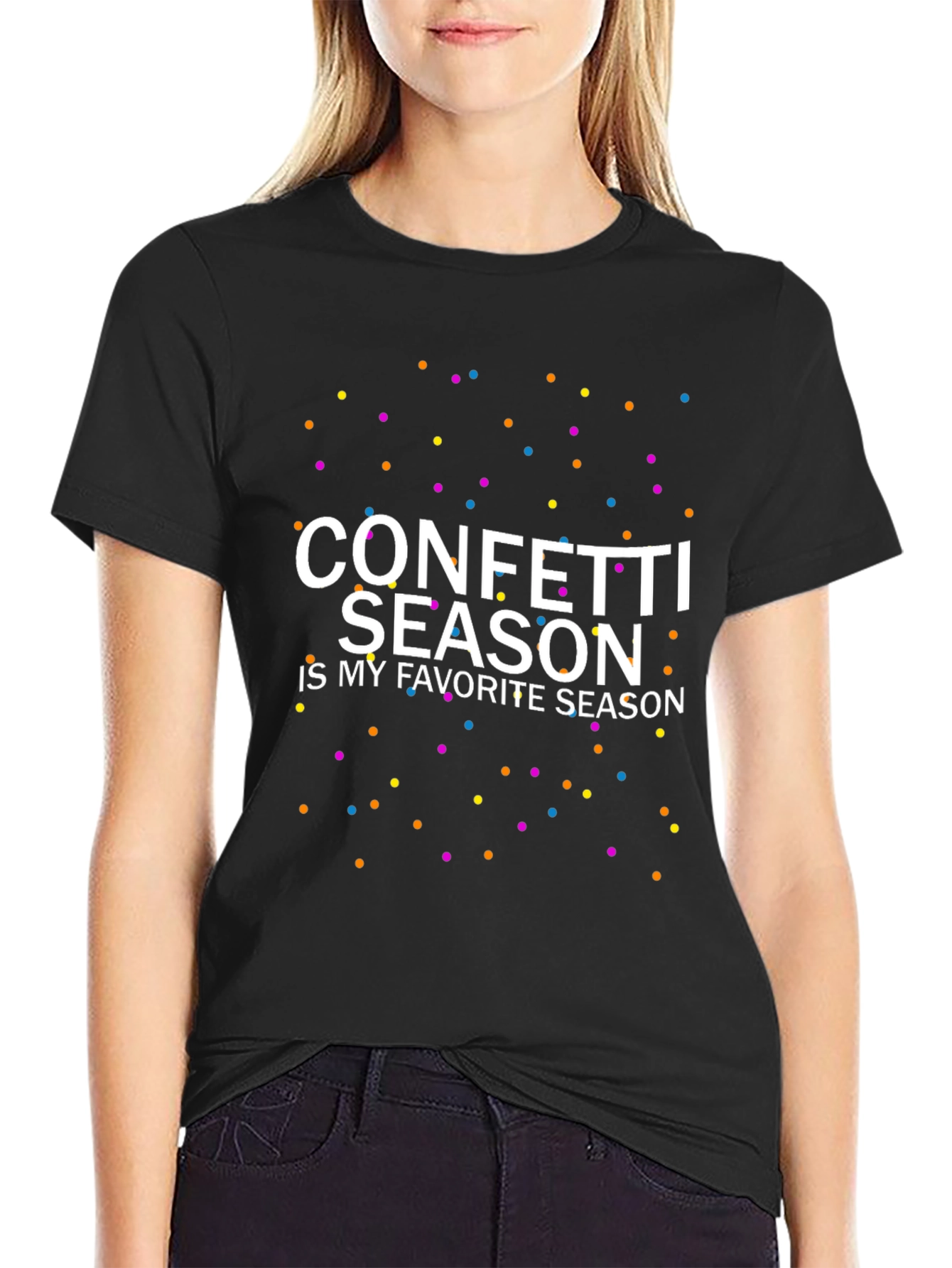 Confetti Season Graphic Tee - Festive Fun T-Shirt