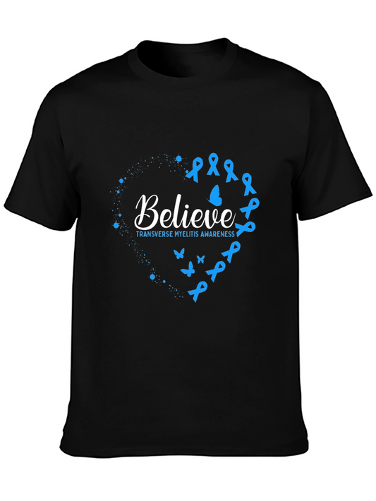 Believe T-Shirt Transverse Myelitis Awareness Blue