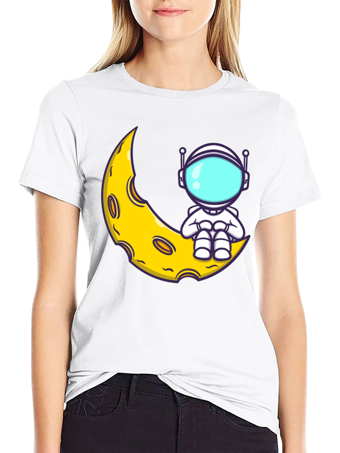 Astronaut Moon Graphic T-Shirt - Black