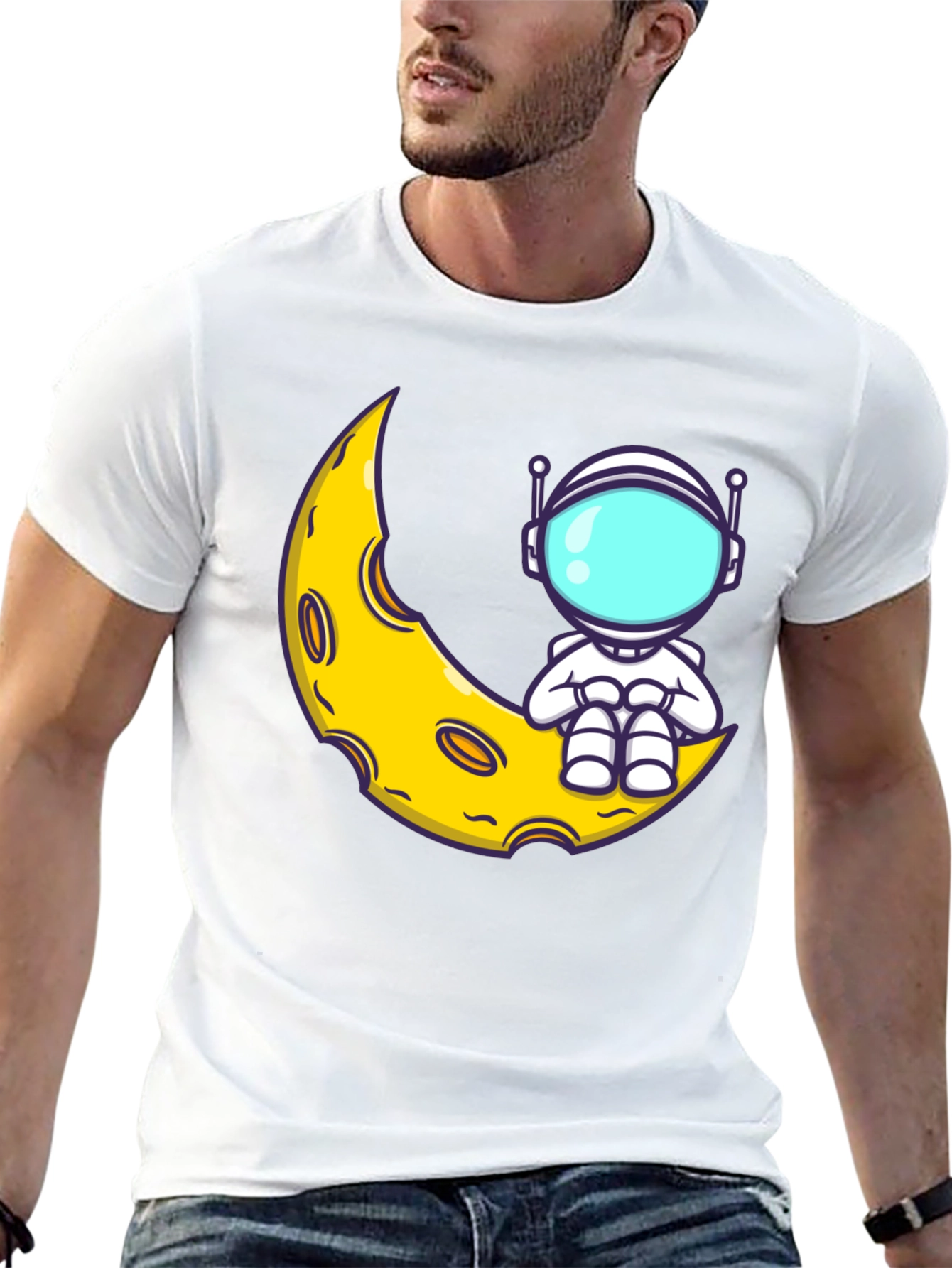 Astronaut Moon Graphic T-Shirt - Black