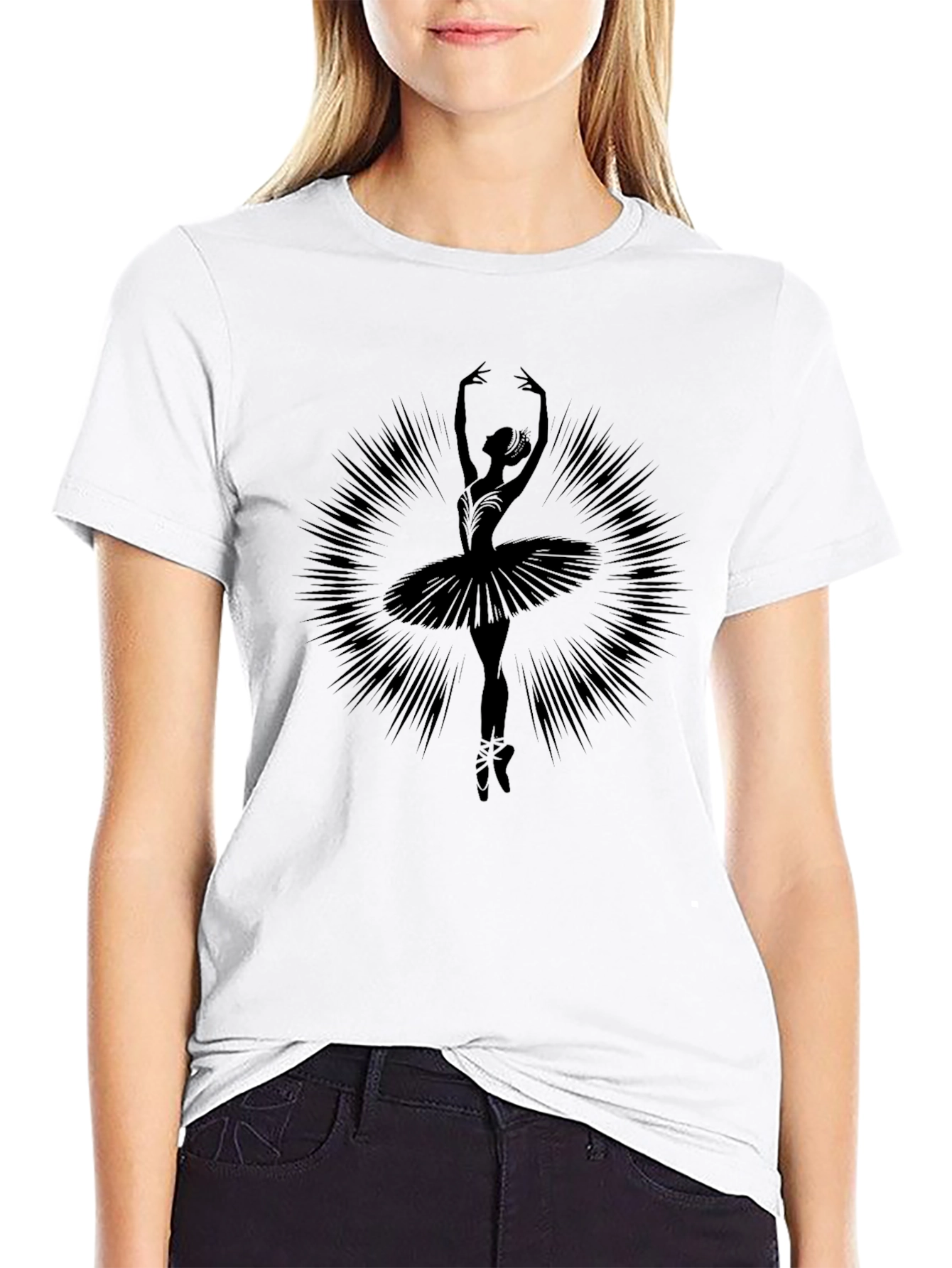 Ballerina Silhouette Graphic Tee - Elegant Dancer Shirt
