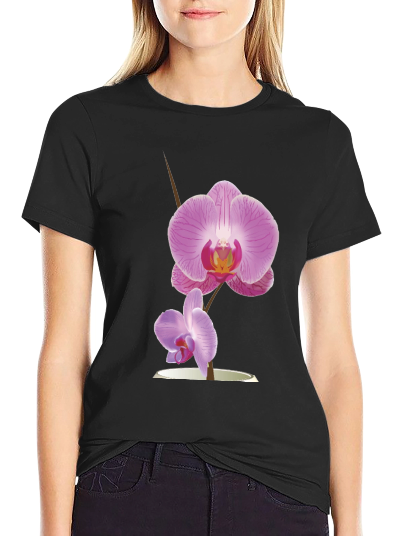 Orchid Graphic Black T-Shirt