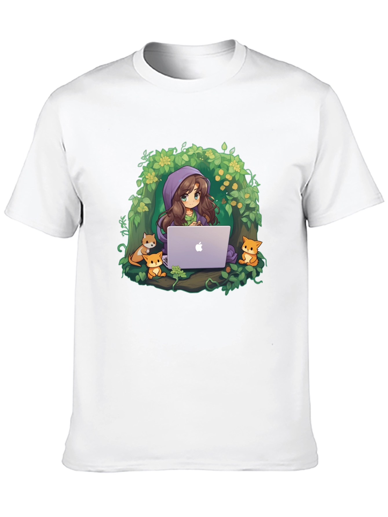 Anime Girl with Laptop T-Shirt