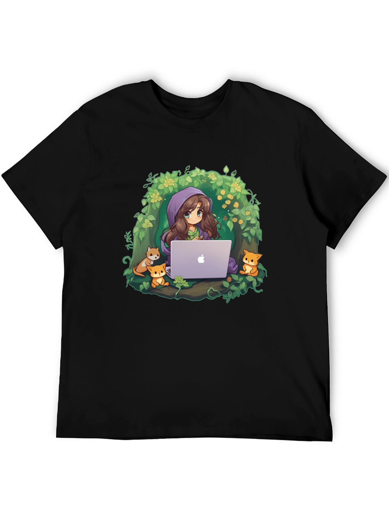 Anime Girl with Laptop T-Shirt