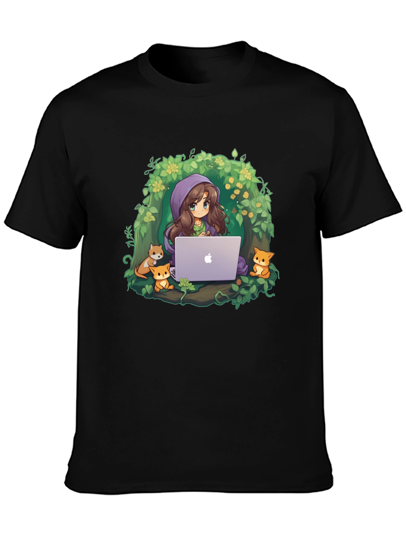 Anime Girl with Laptop T-Shirt