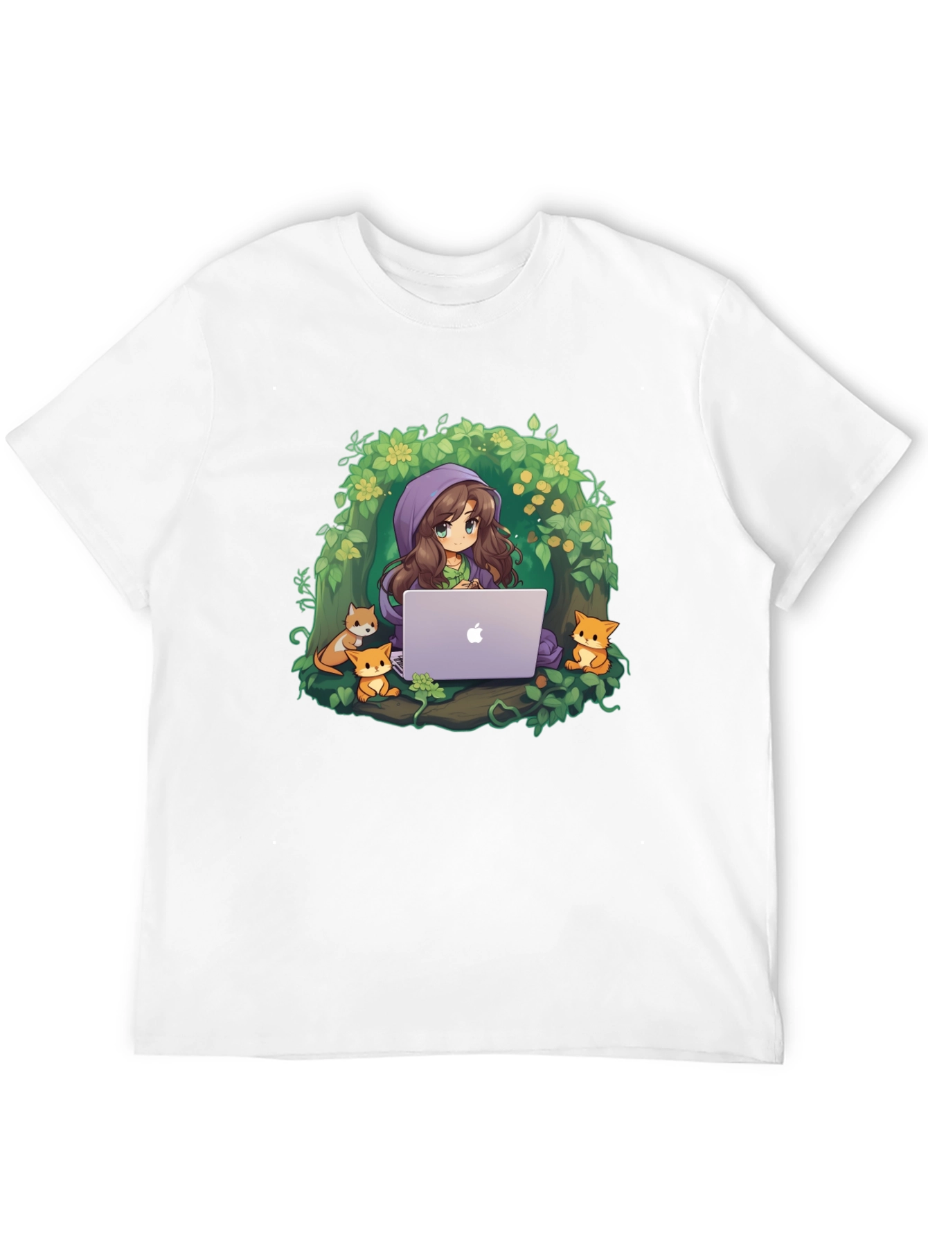 Anime Girl with Laptop T-Shirt