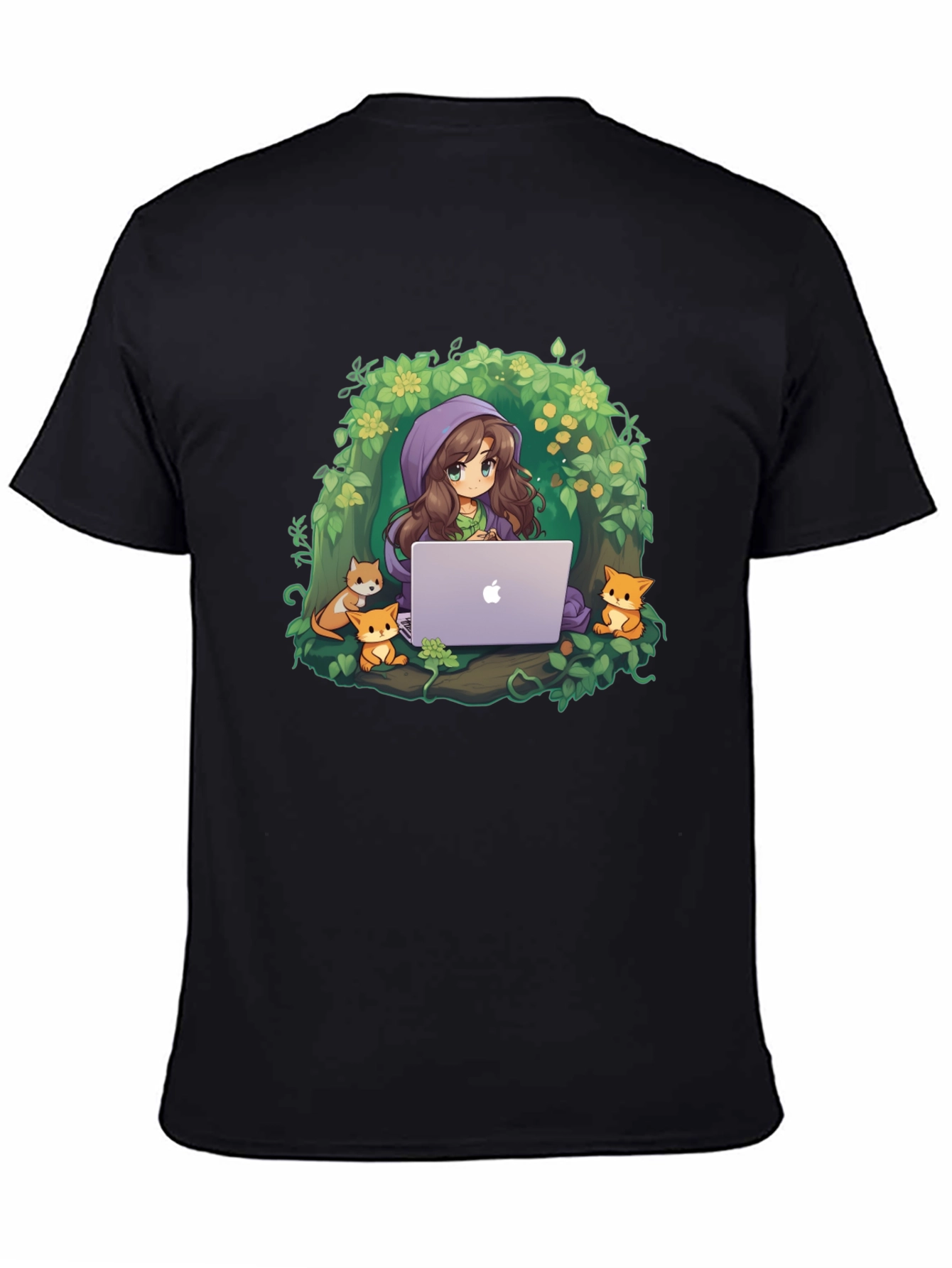Anime Girl with Laptop T-Shirt