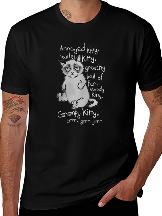 Grumpy Kitty Graphic T-Shirt - Annoyed Touchy Moody Cat Tee