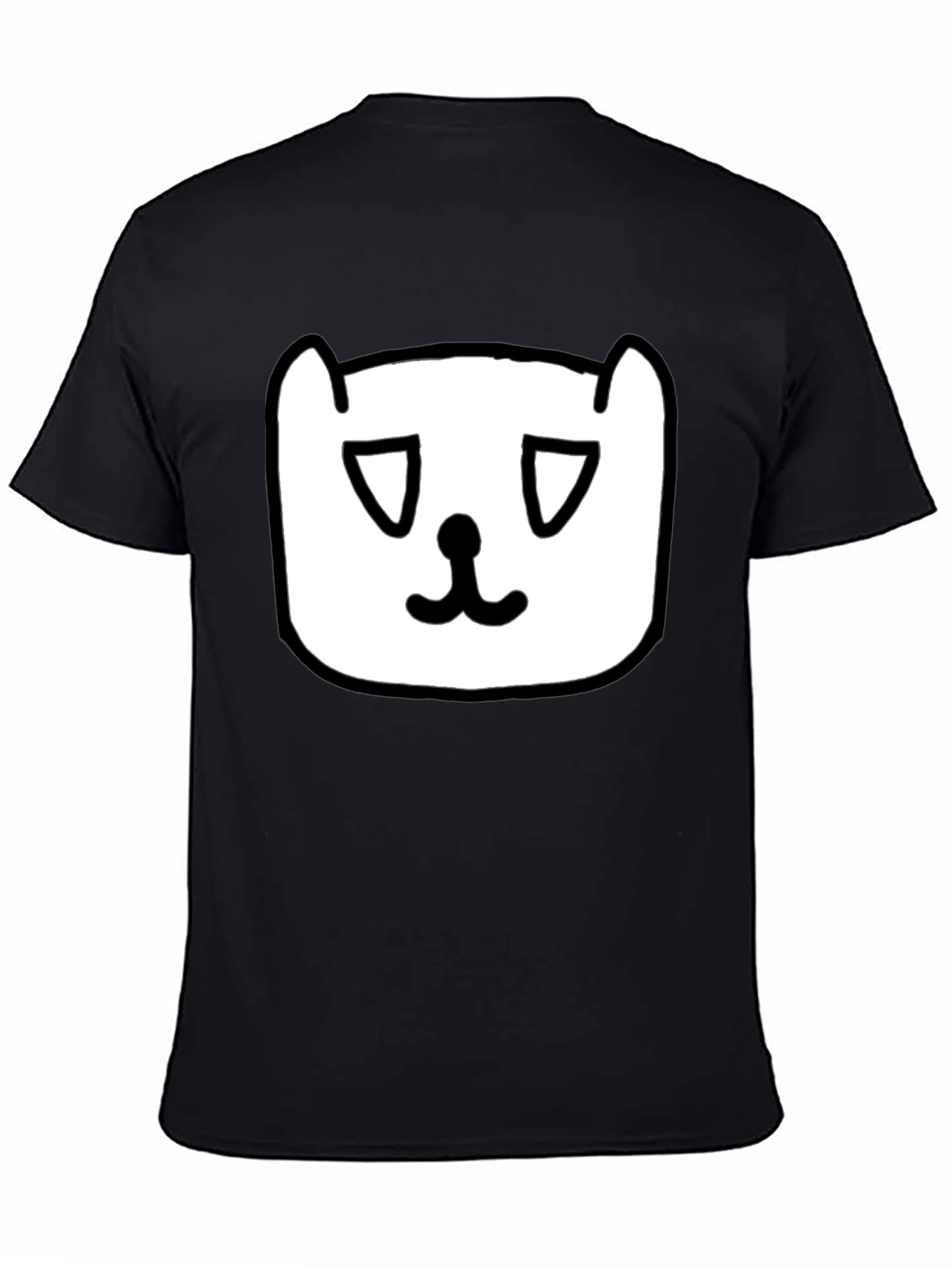 Sad Cat Face Graphic Black T-Shirt