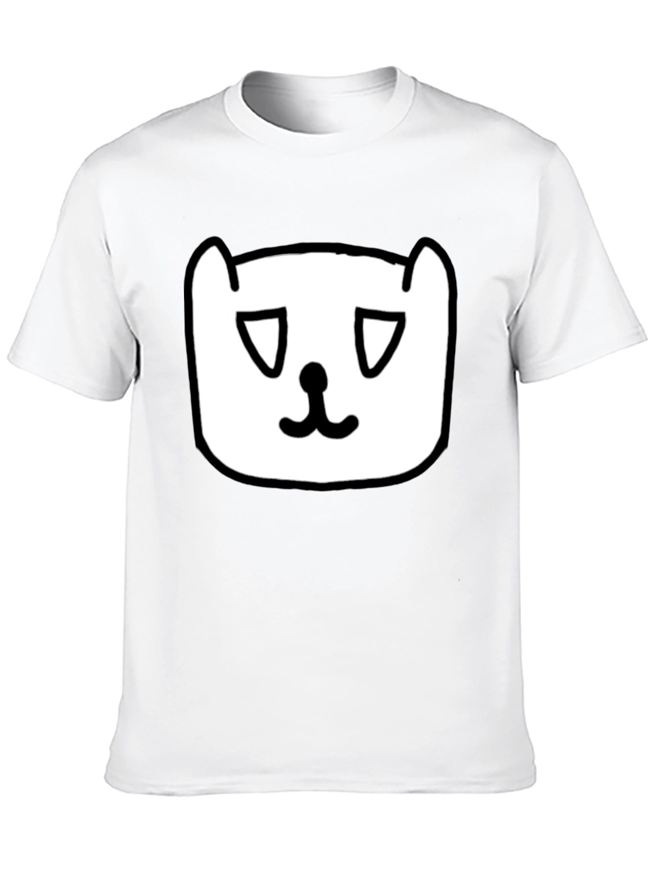 Sad Cat Face Graphic Black T-Shirt