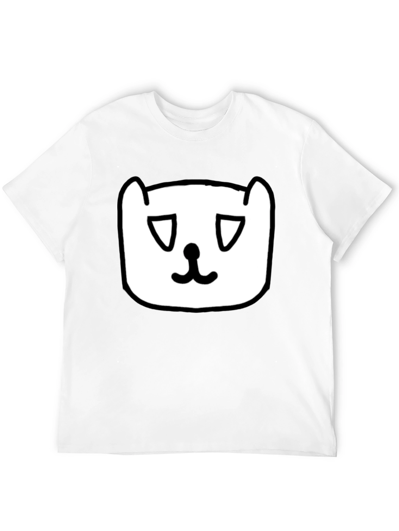 Sad Cat Face Graphic Black T-Shirt