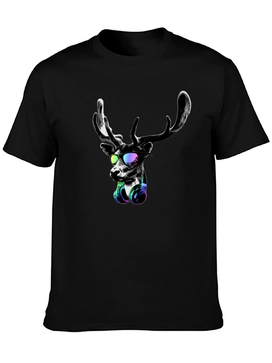Cool Deer Graphic Tee - Mens Black T-Shirt