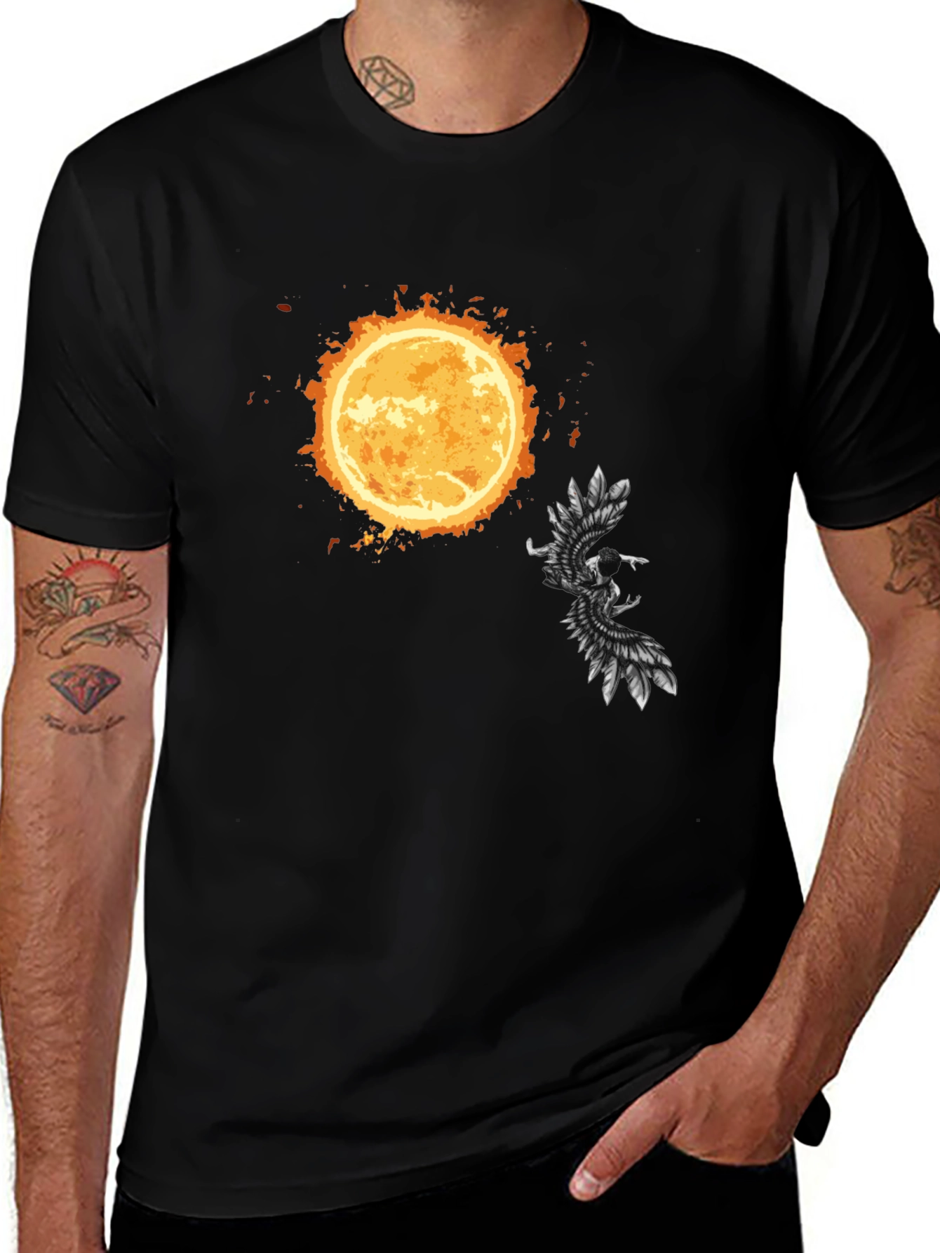Phoenix Sun Graphic Tee - Stylish Black T-Shirt