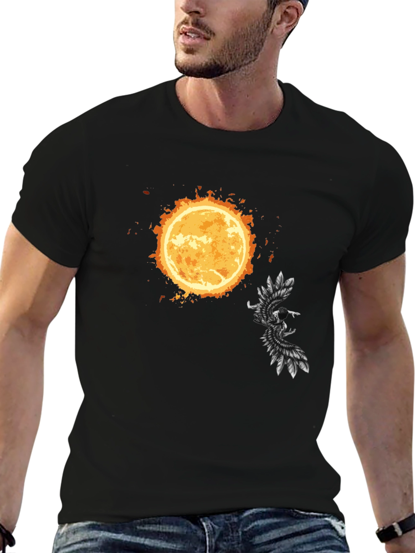 Phoenix Sun Graphic Tee - Stylish Black T-Shirt