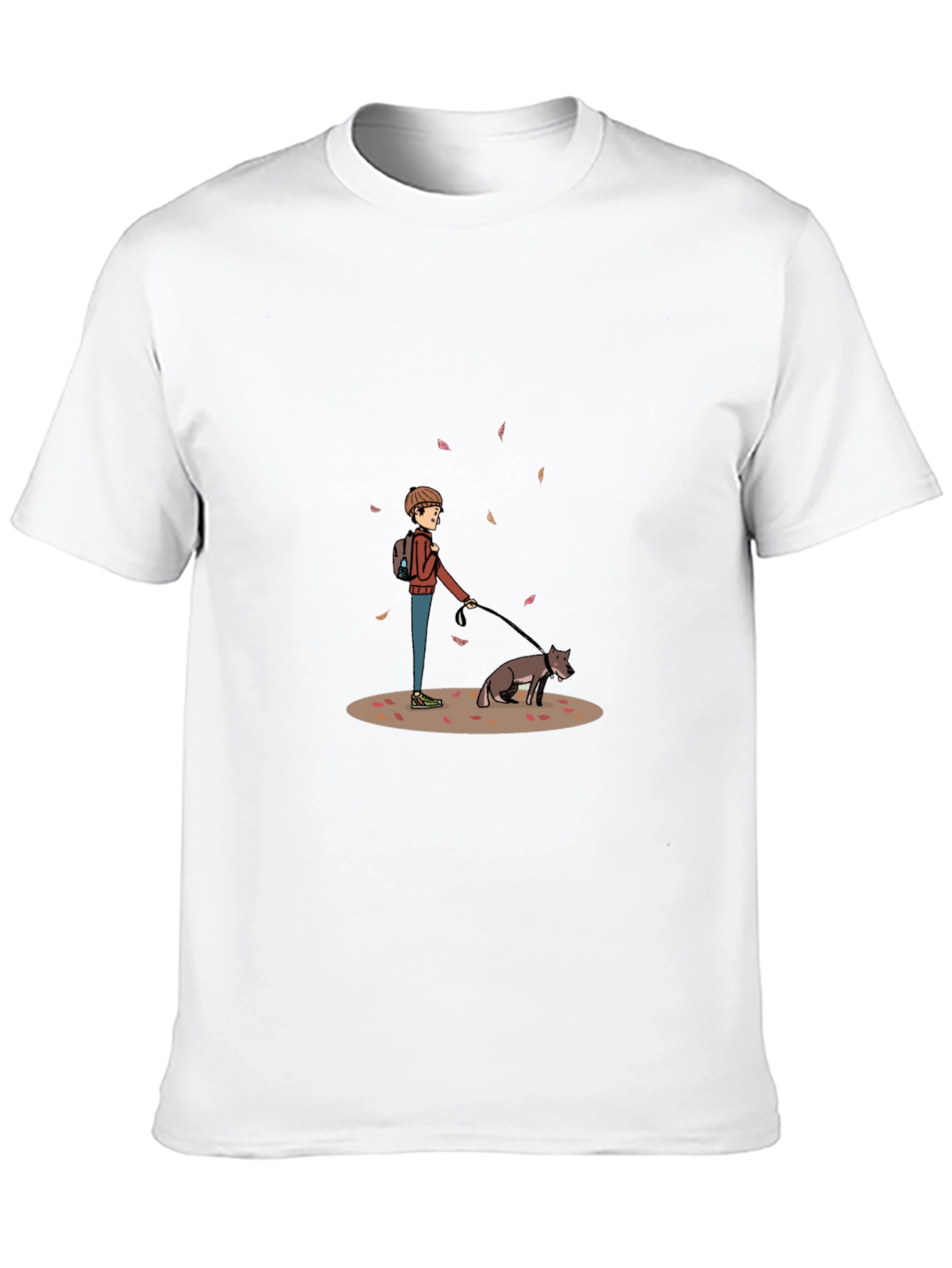 Dog Walk Graphic Tee - Casual Cotton T-Shirt