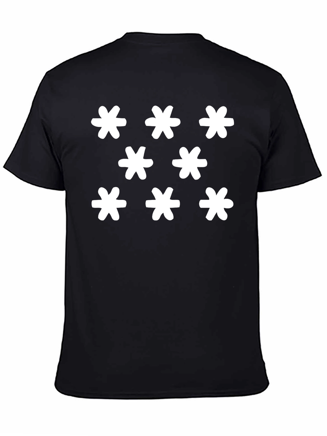 Black T-Shirt with Floral Star Pattern