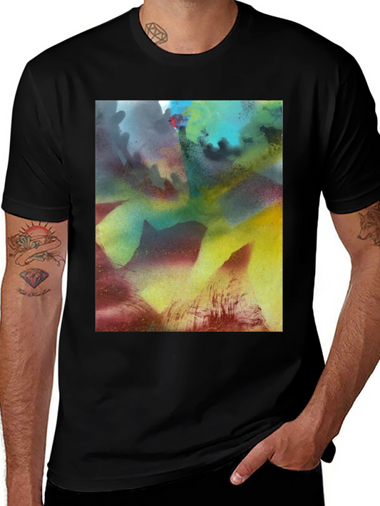 Abstract Art Print Black Crew Neck Tee