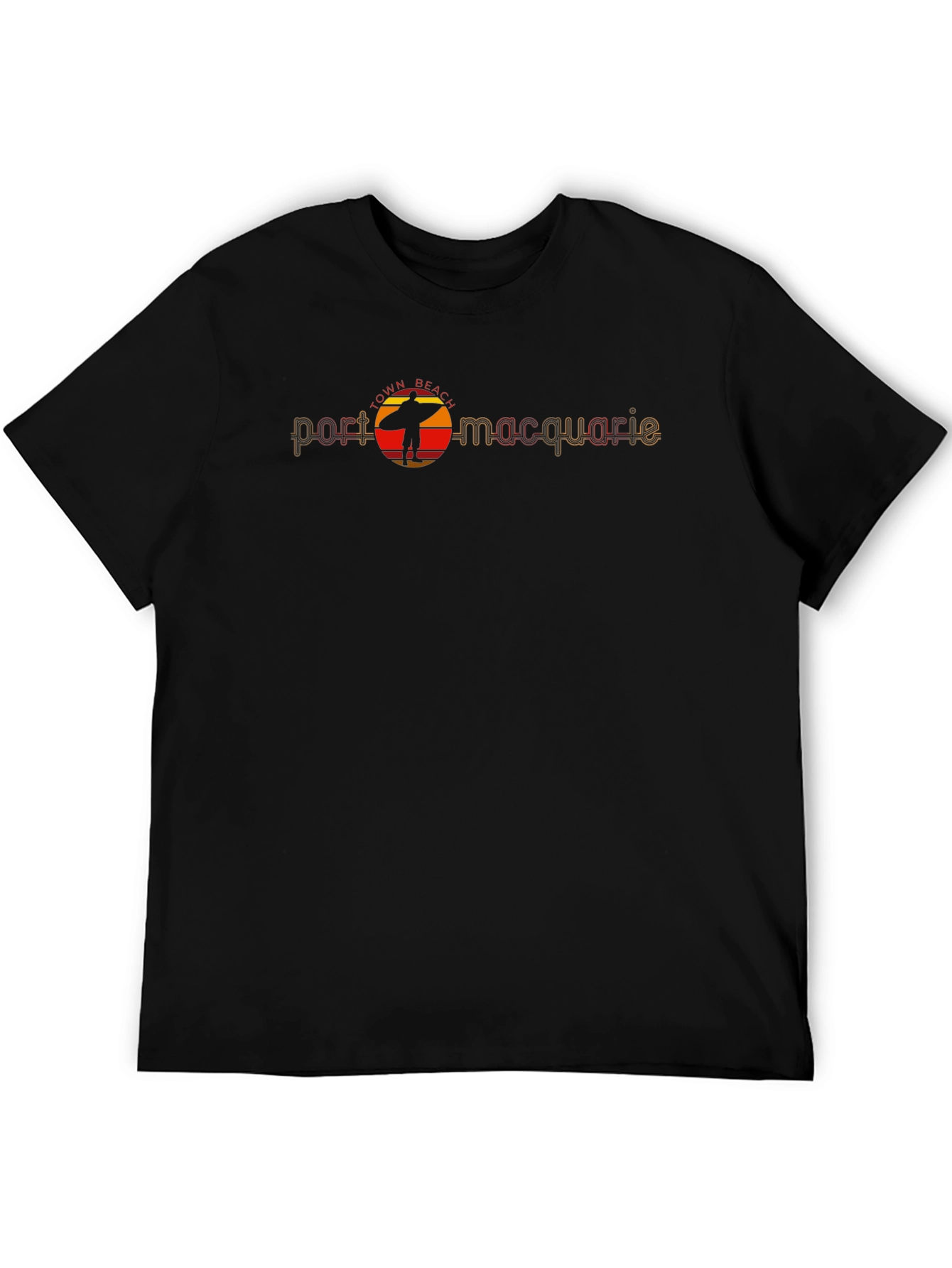 Port Macquarie Surfer Graphic Black T-Shirt