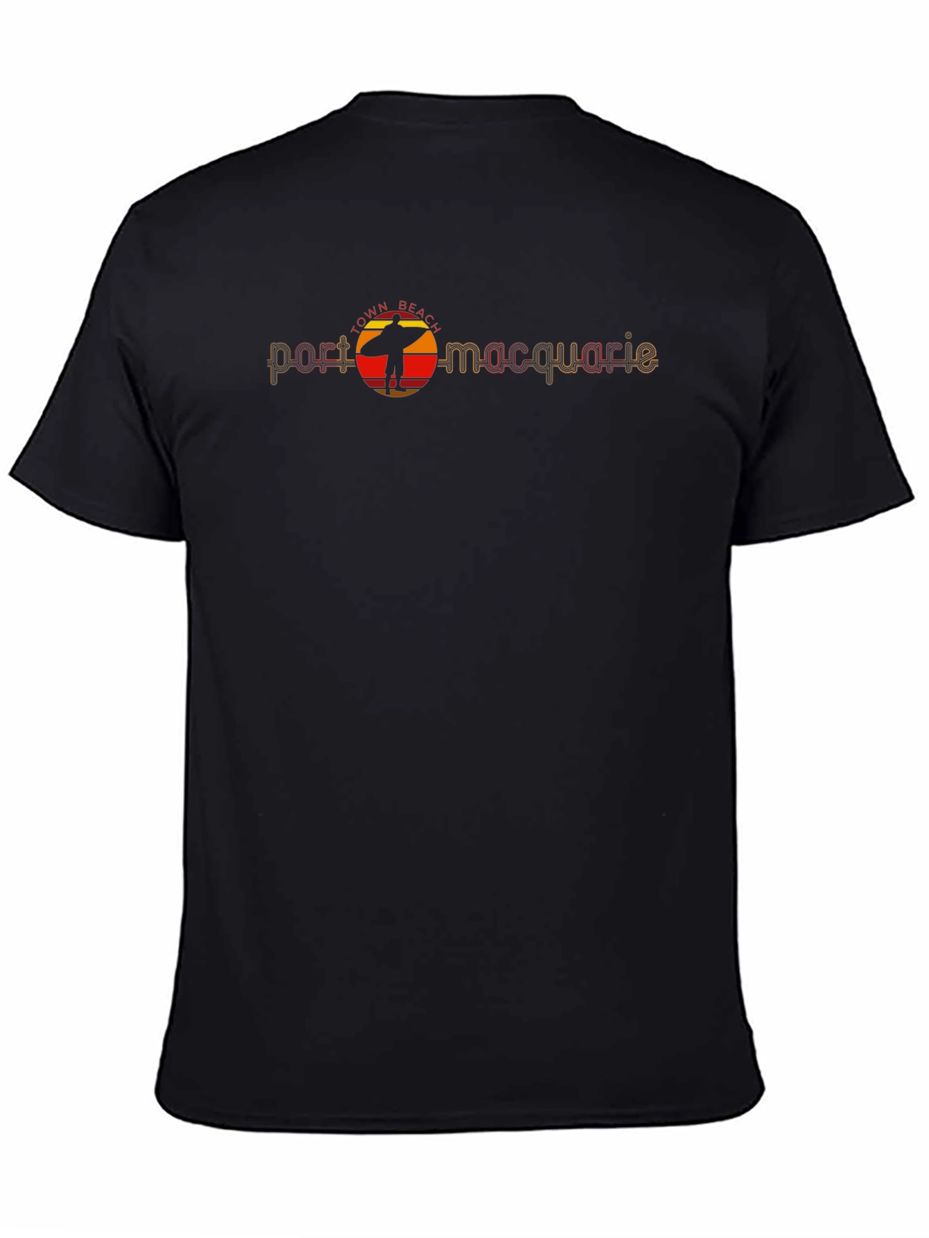 Port Macquarie Surfer Graphic Black T-Shirt