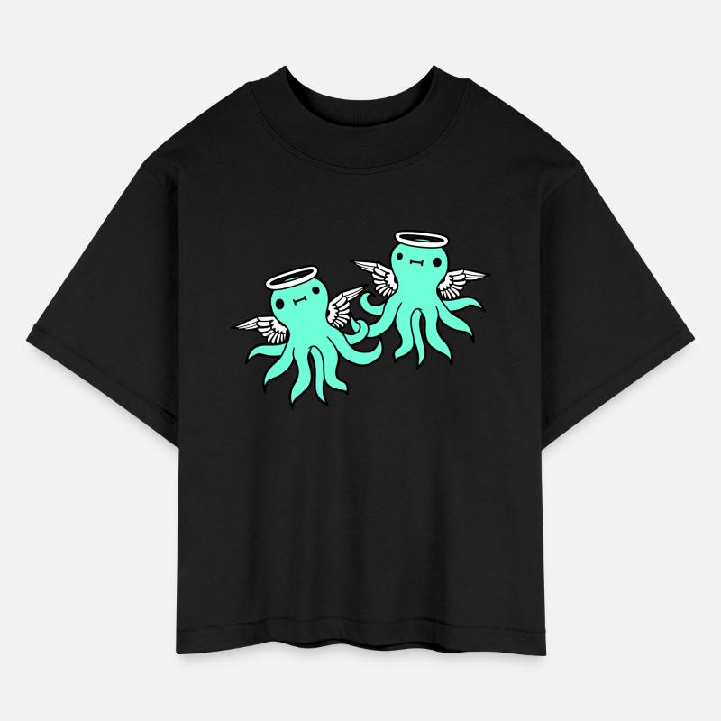 2 octopus angel team two friends wings halo flying