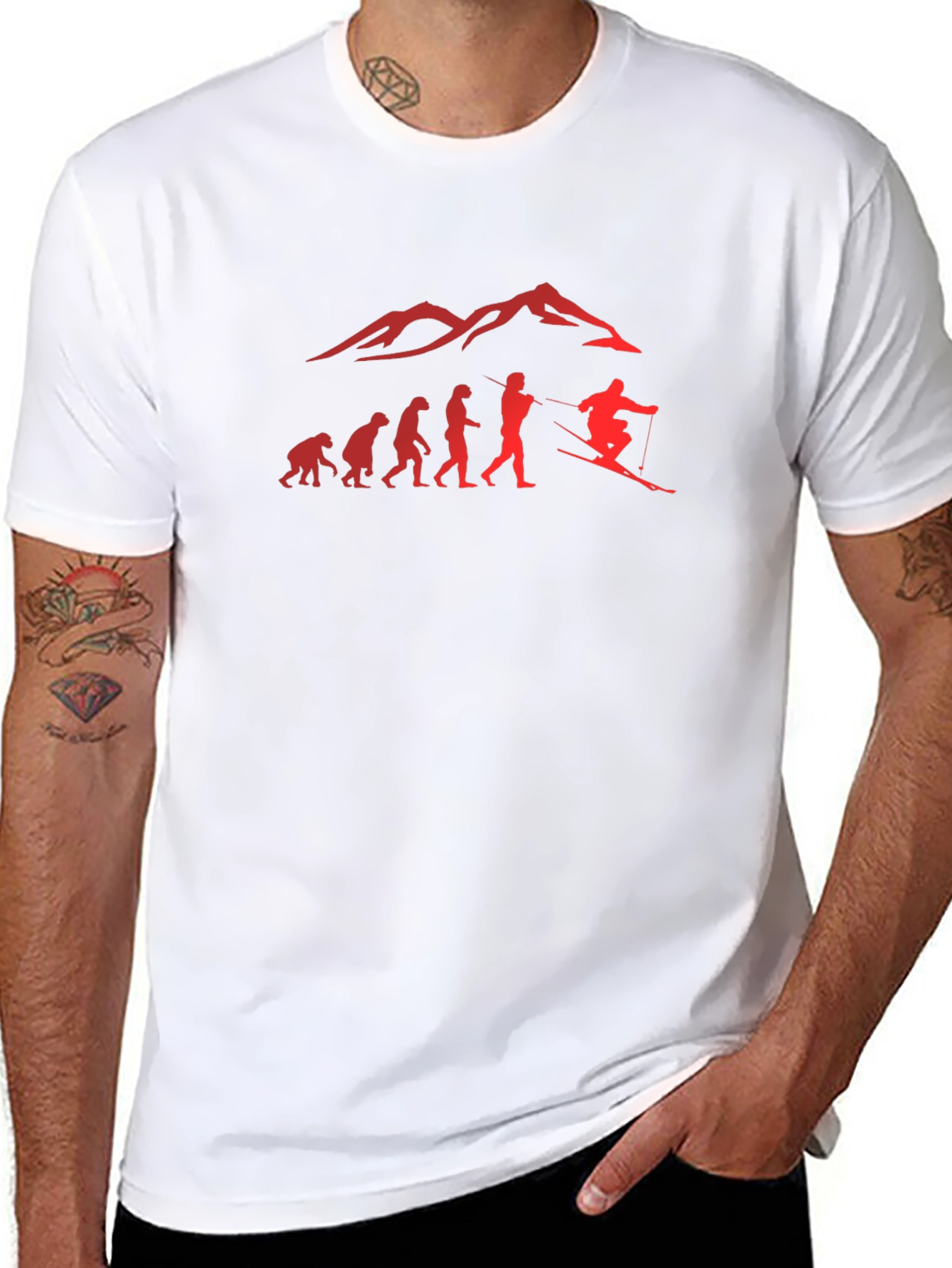 Evolution of Skiing Mens T-Shirt - Black