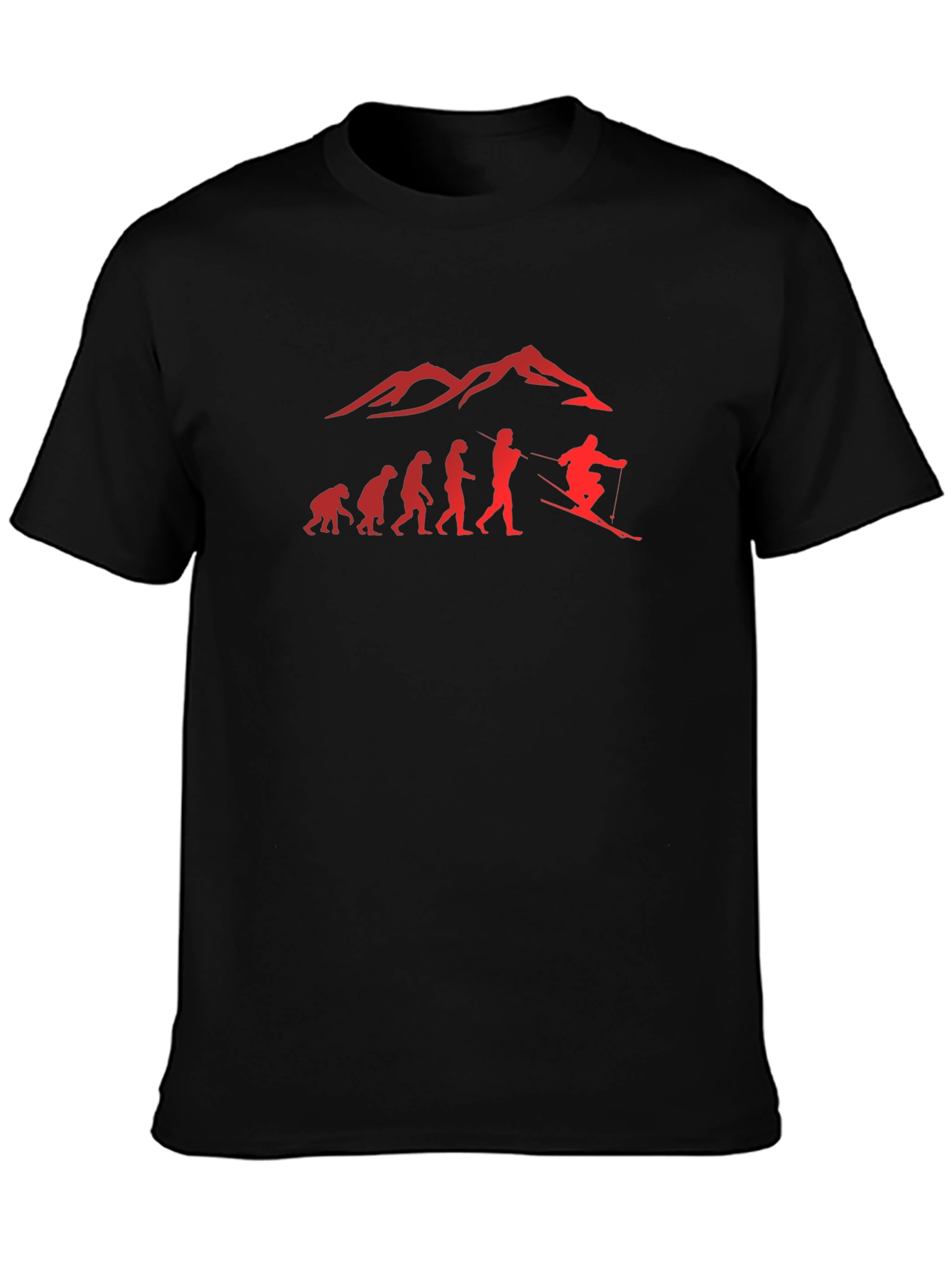 Evolution of Skiing Mens T-Shirt - Black