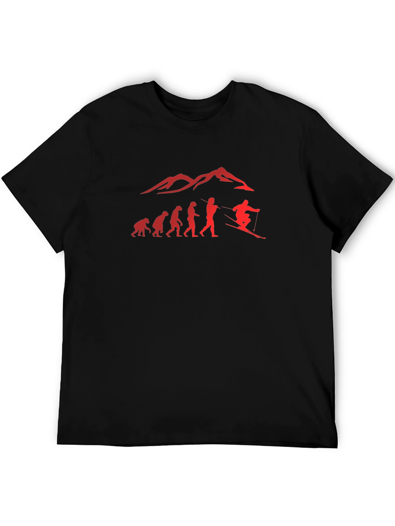 Evolution of Skiing Mens T-Shirt - Black
