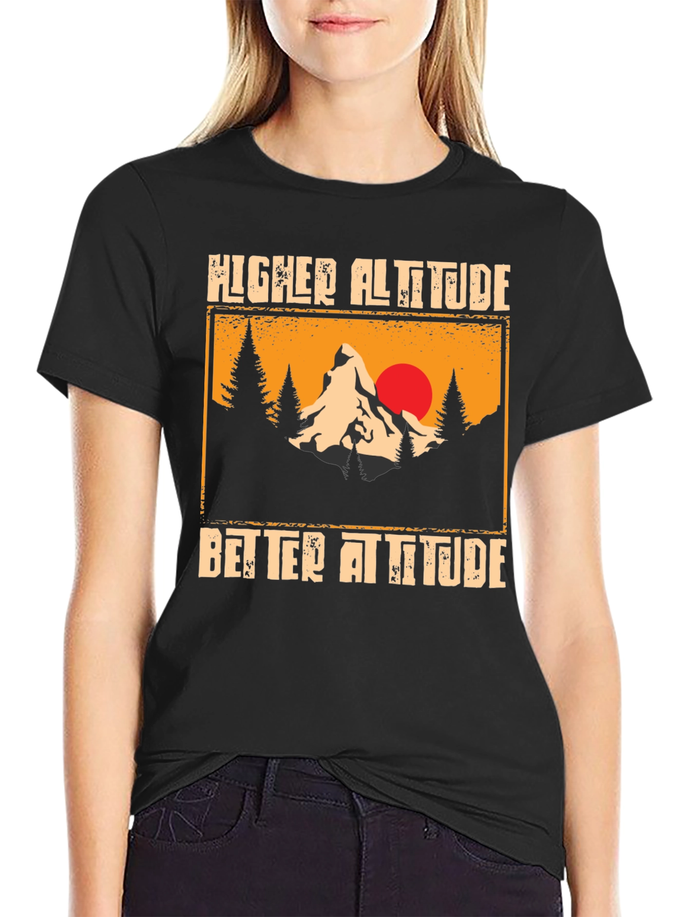 Higher Altitude Better Attitude Black T-Shirt