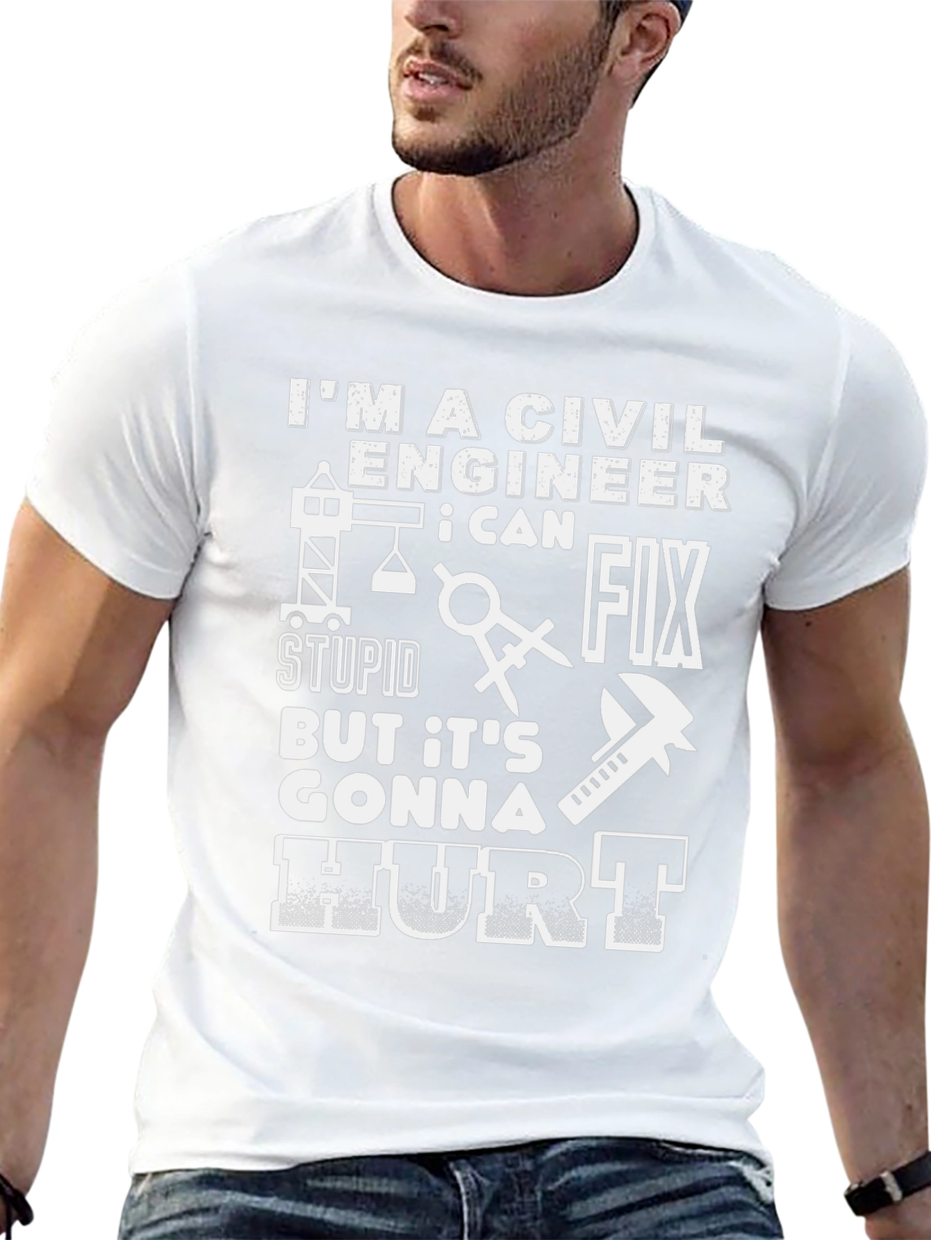 Civil Engineer T-Shirt - Fix Stupid Hurt Design