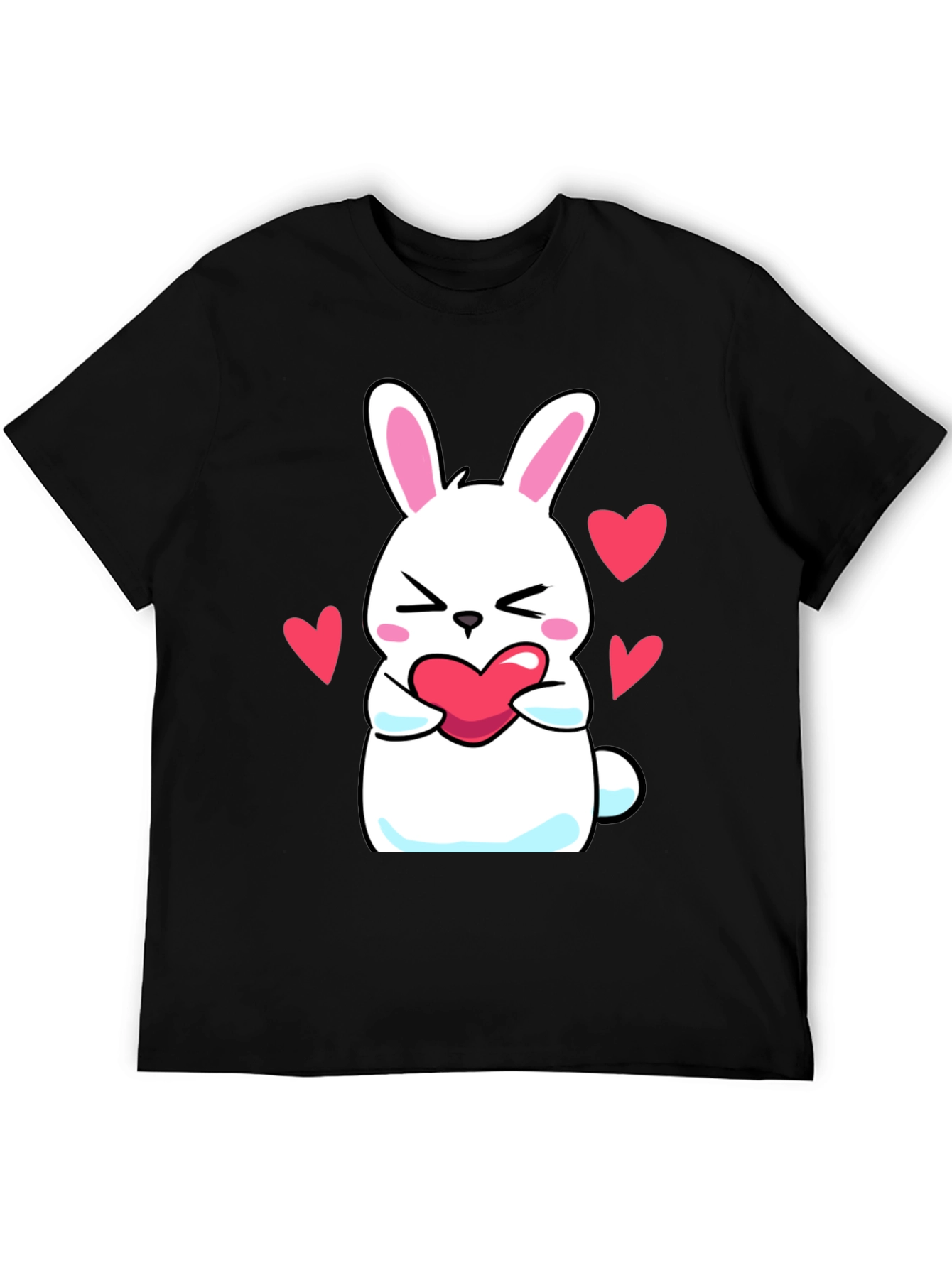 Cute Bunny Holding Heart Graphic T-Shirt