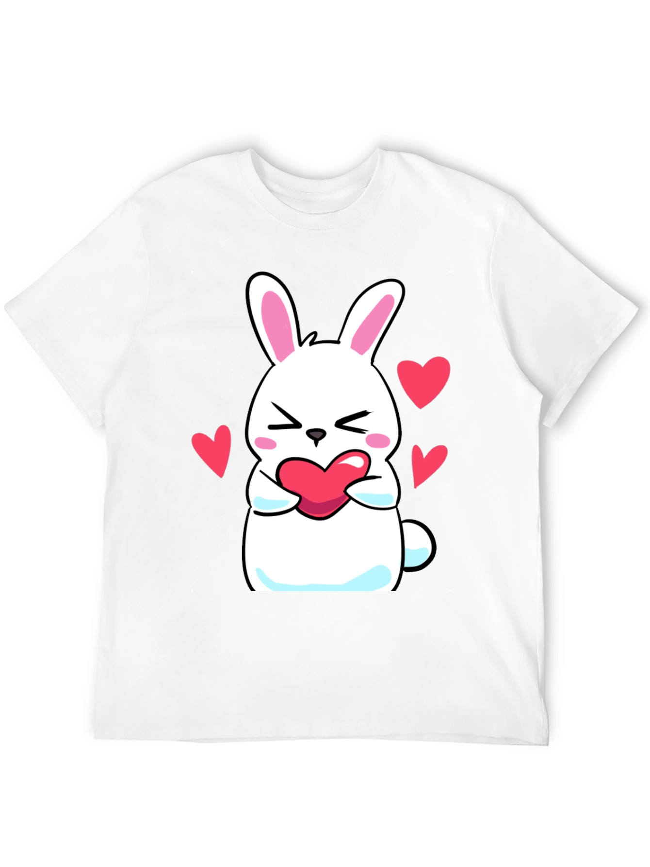 Cute Bunny Holding Heart Graphic T-Shirt