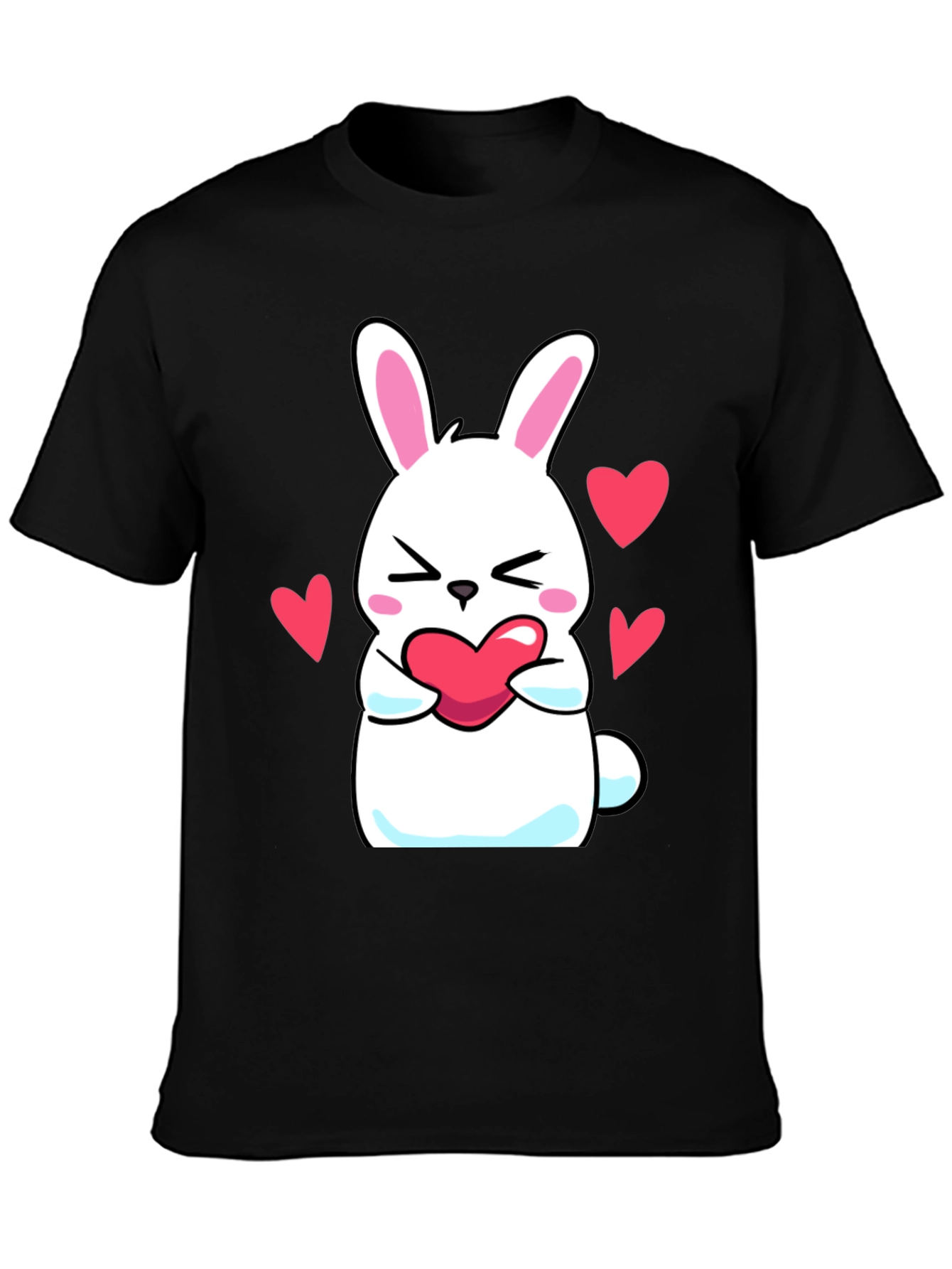 Cute Bunny Holding Heart Graphic T-Shirt