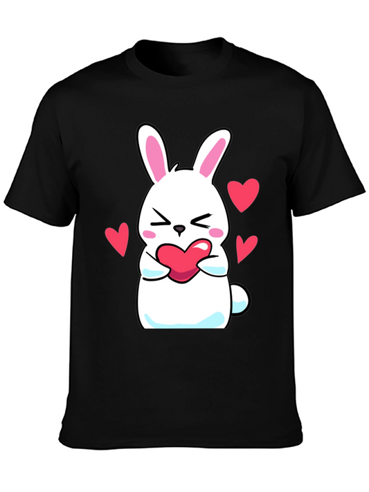 Cute Bunny Holding Heart Graphic T-Shirt