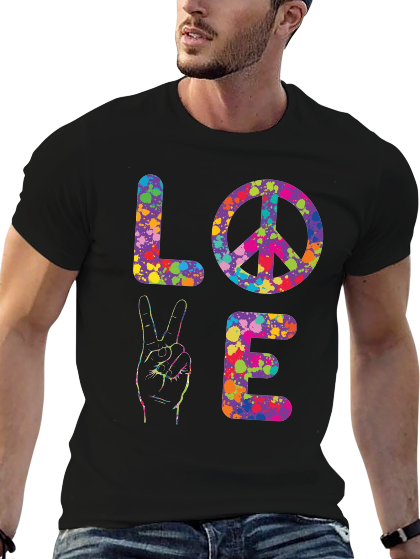Peace & Love Tie-Dye Graphic T-Shirt