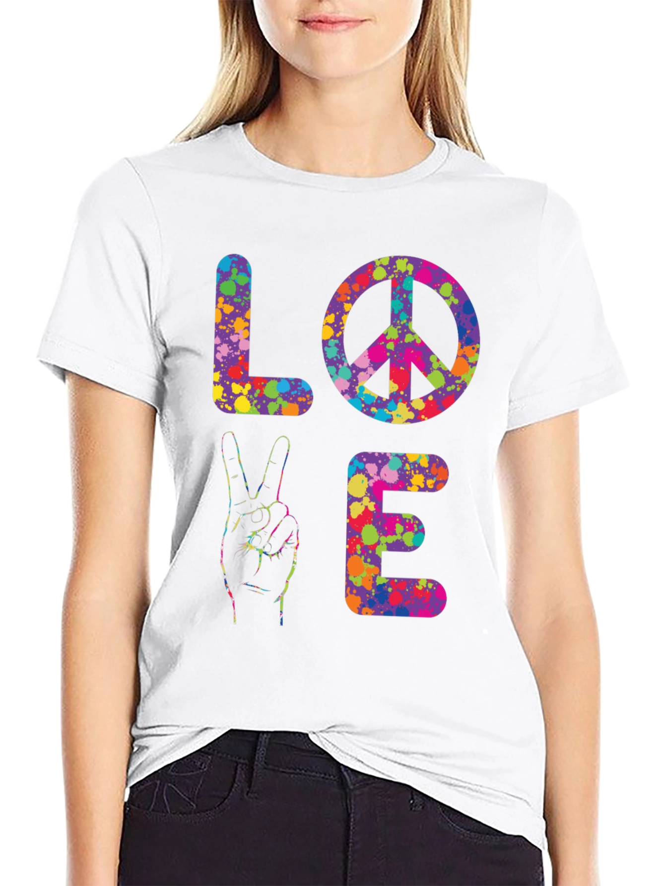 Peace & Love Tie-Dye Graphic T-Shirt