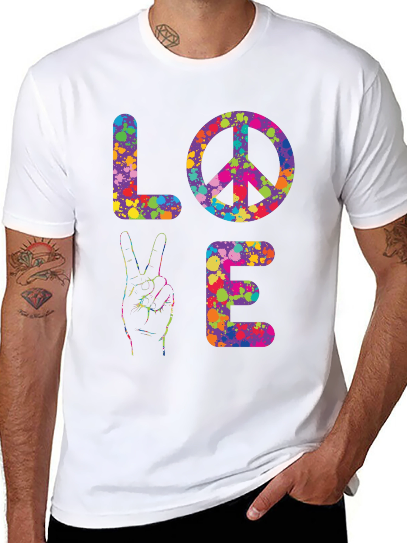 Peace & Love Tie-Dye Graphic T-Shirt