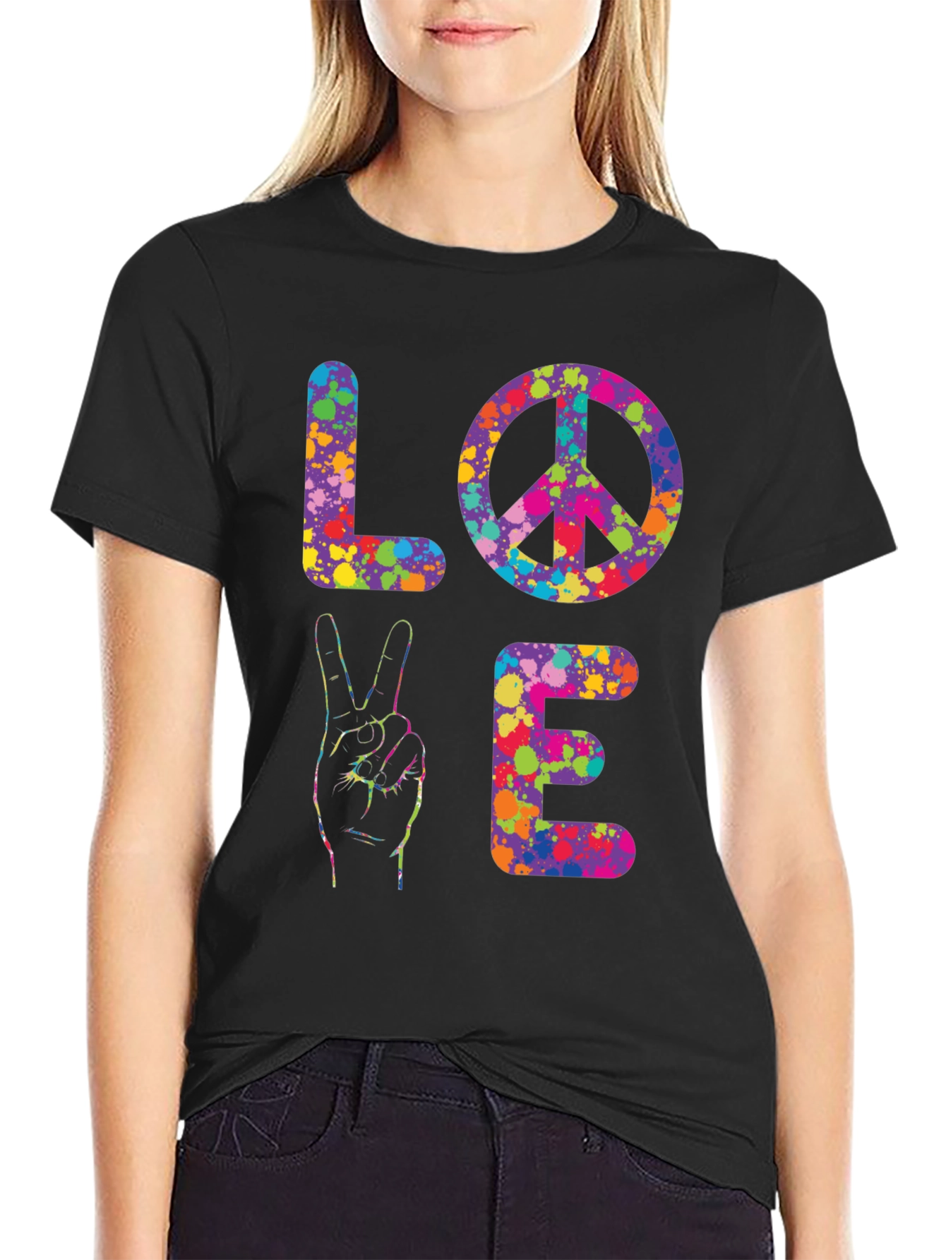 Peace & Love Tie-Dye Graphic T-Shirt