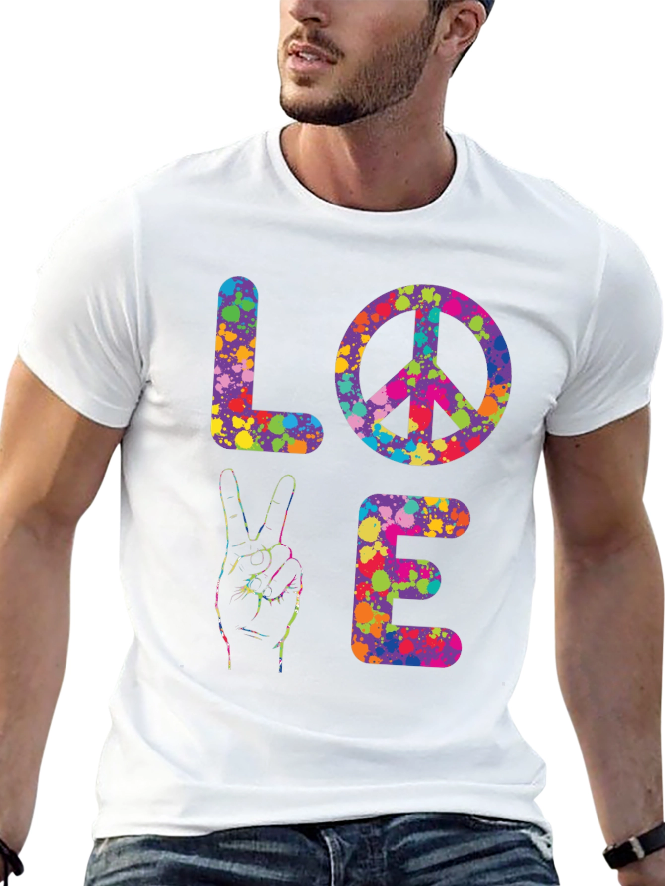 Peace & Love Tie-Dye Graphic T-Shirt