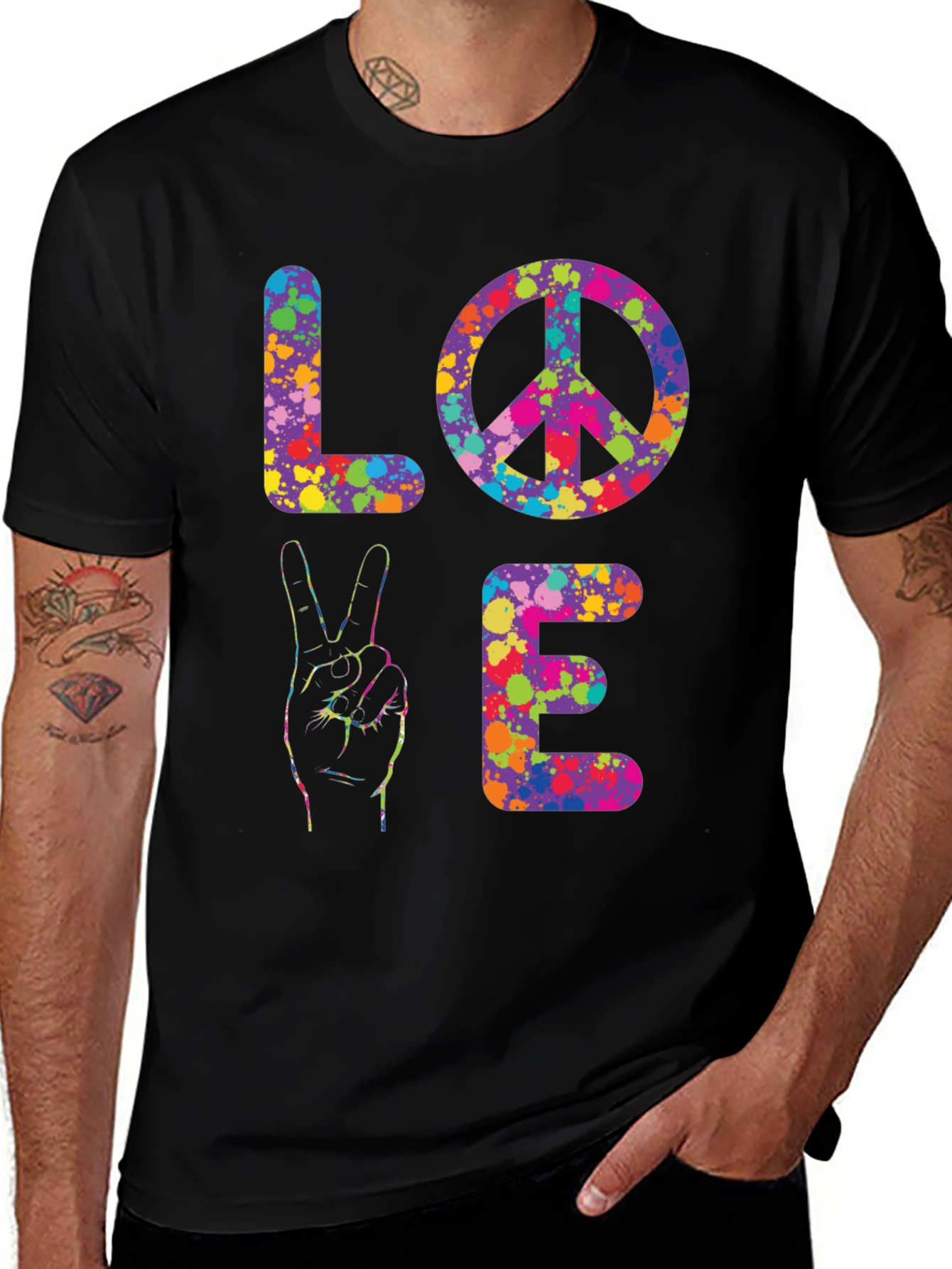 Peace & Love Tie-Dye Graphic T-Shirt