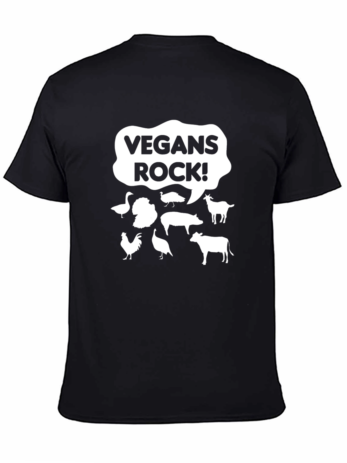 Vegans Rock! Animal Graphic T-Shirt Black