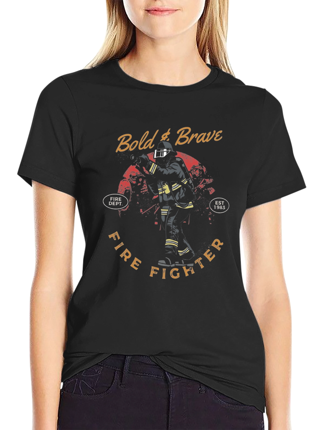 Bold & Brave Firefighter Graphic T-Shirt