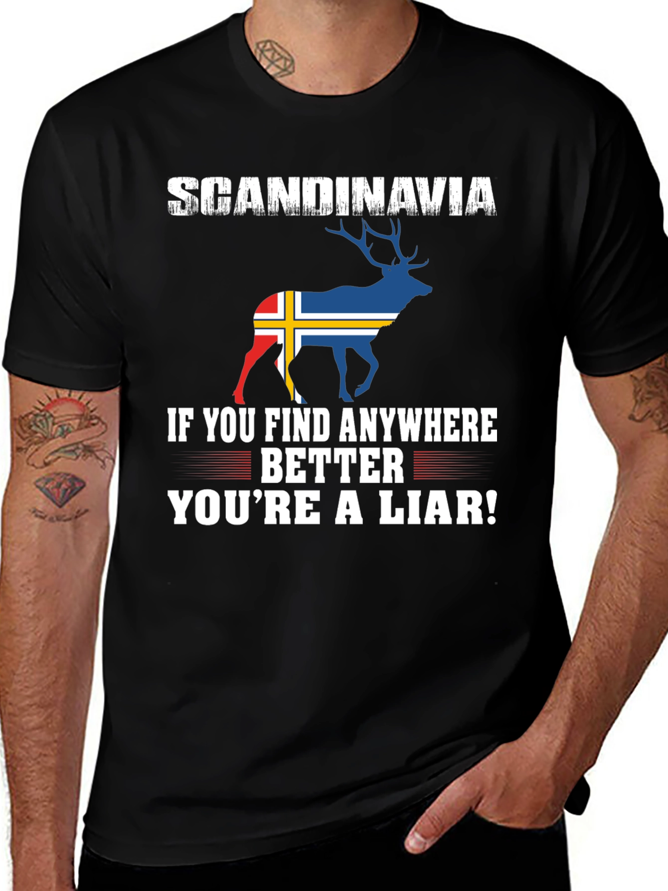 Scandinavia Iceland Flag Deer T-Shirt