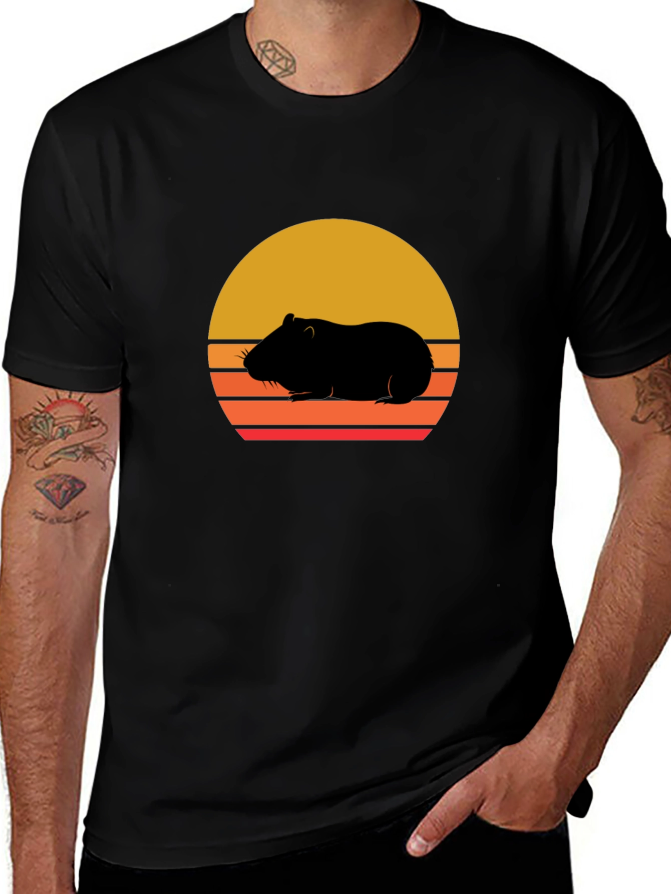 Retro Hamster Sunset Graphic Tee