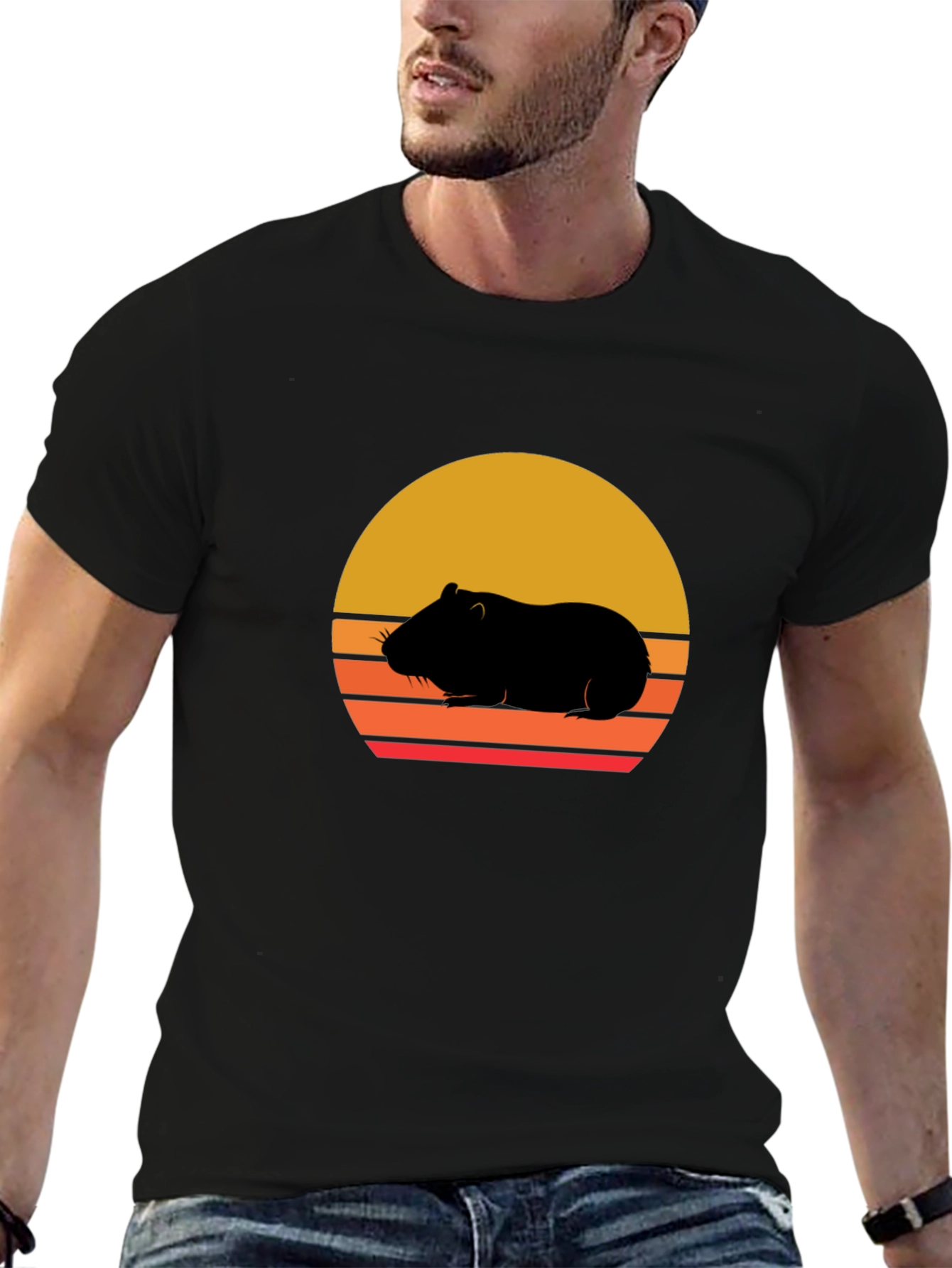 Retro Hamster Sunset Graphic Tee