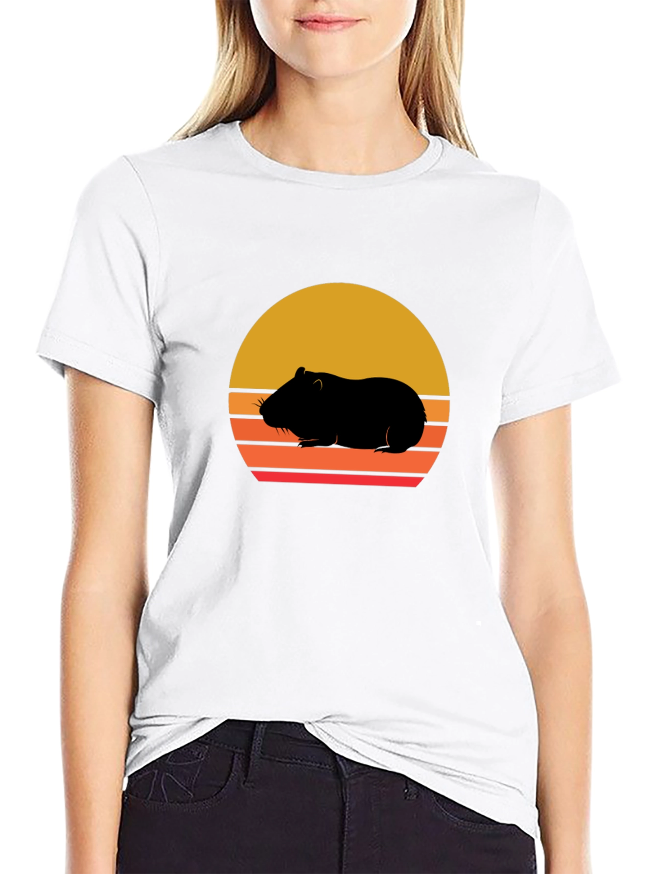 Retro Hamster Sunset Graphic Tee