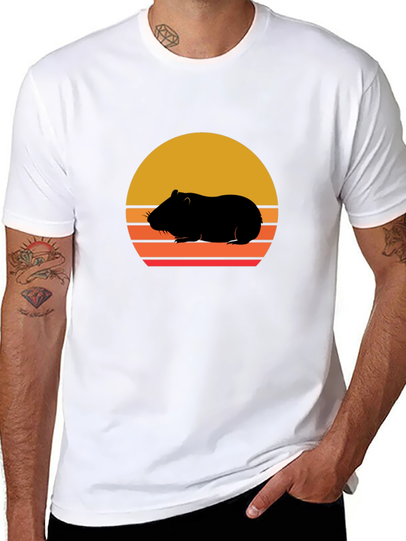 Retro Hamster Sunset Graphic Tee
