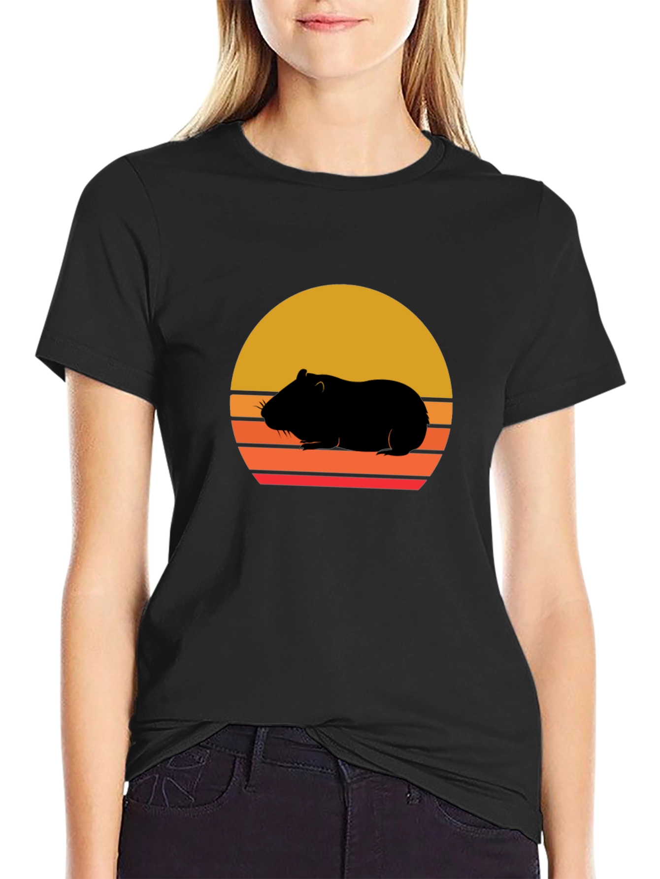 Retro Hamster Sunset Graphic Tee