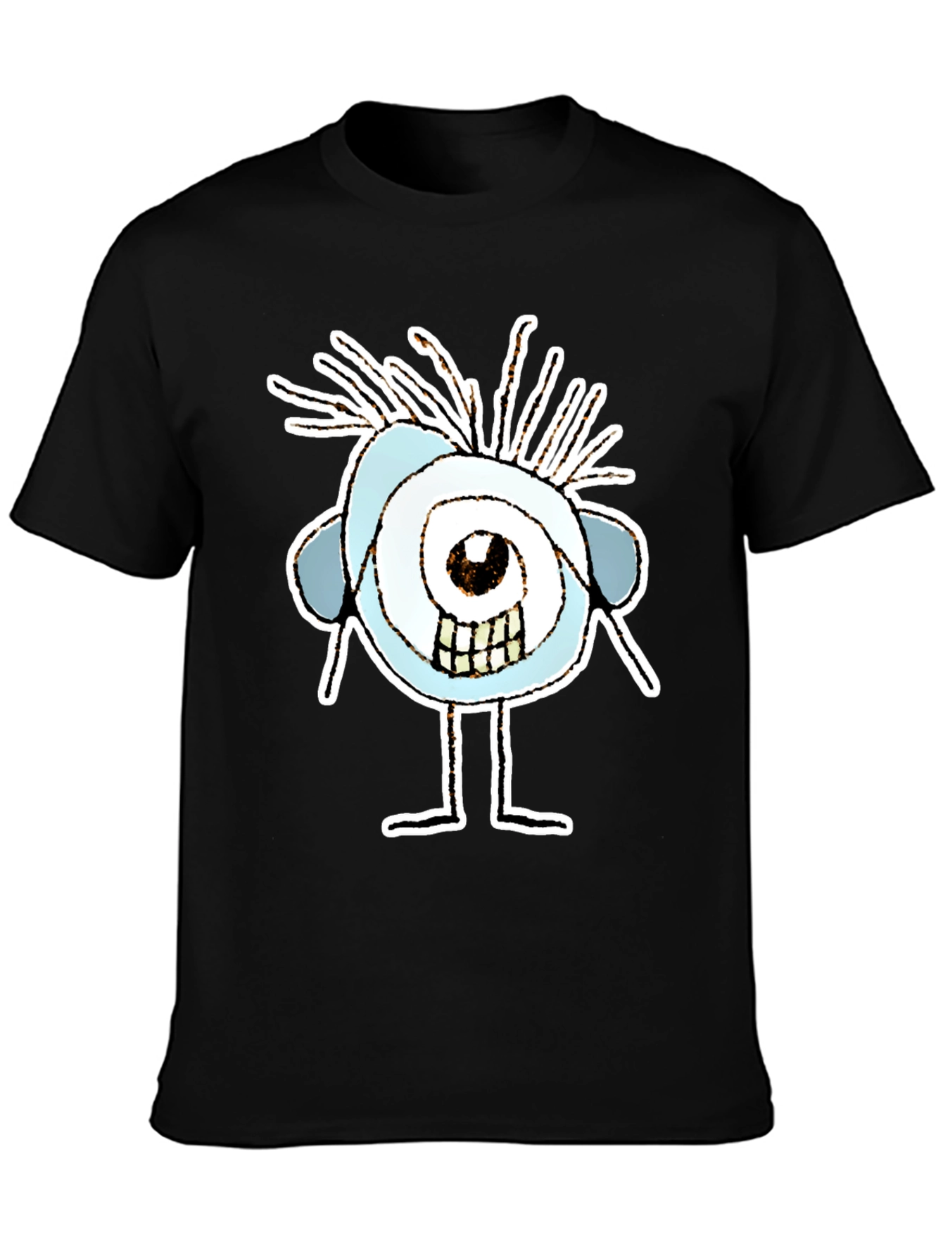 Abstract Eye Cartoon Graphic Black T-Shirt