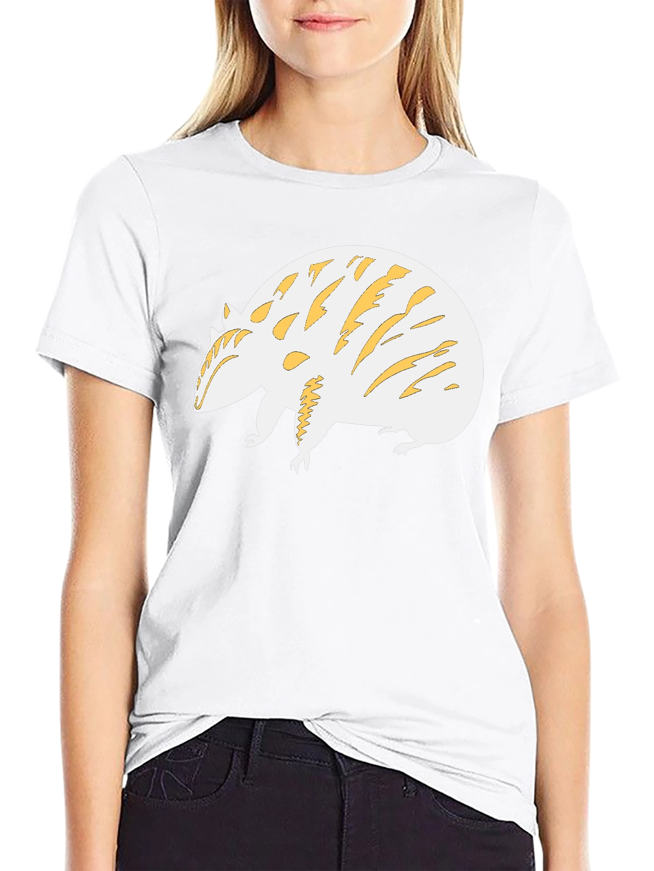 Unique Armadillo Graphic Tee - Black Cotton Blend